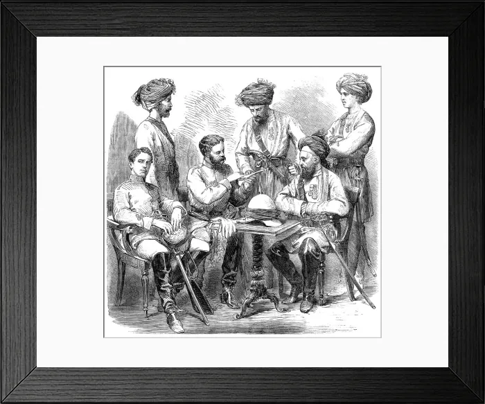 Framed Print : British and native officers of Fane's Horse serving in China, 1860. Creator: Unknown Framed Print : British and native officers of Fane's Horse serving in China, 1860. Creator: Unknown