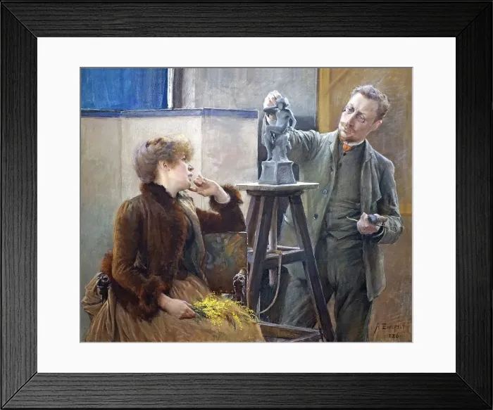 Framed Print : Portrait of the Sculptor Ville Vallgren (1855-1940) and his Wife Antoinette, 1886. Creator: Edelfelt, Albert Gustaf Aristides (1854-1905) Framed Print : Portrait of the Sculptor Ville Vallgren (1855-1940) and his Wife Antoinette, 1886. Creator: Edelfelt, Albert Gustaf Aristides (1854-1905)