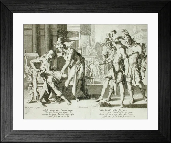 Framed Print : Cambyses Commanding the Flaying of Judge Sisamnes, 1607. Creator: Willem van Swanenburg Framed Print : Cambyses Commanding the Flaying of Judge Sisamnes, 1607. Creator: Willem van Swanenburg