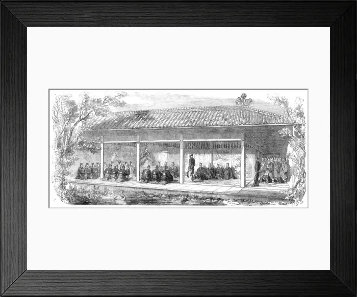 Framed Print : First audience of a British minister with the Tycoon of Japan at Jeddo... 1860. Creator: Unknown Framed Print : First audience of a British minister with the Tycoon of Japan at Jeddo... 1860. Creator: Unknown