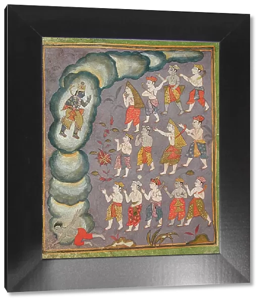 Krishna Kills The Tornado Demon Trinavarta, Folio from the 'Tularam'... between c1625 and c1650. Creator: Unknown. Krishna Kills The Tornado Demon Trinavarta, Folio from the 'Tularam'... between c1625 and c1650. Creator: Unknown