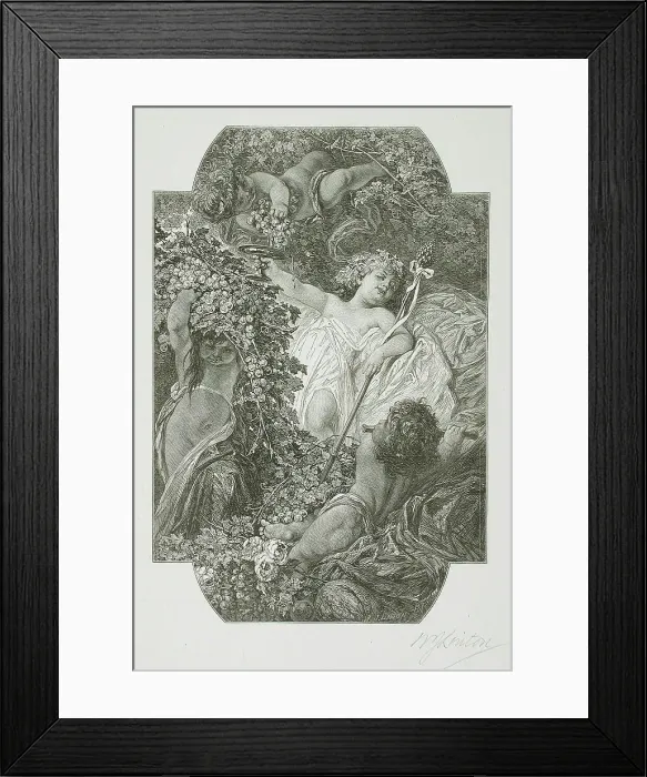 Framed Print : Untitled - Children with Grapes, 1878. Creator: W. J. Linton Framed Print : Untitled - Children with Grapes, 1878. Creator: W. J. Linton