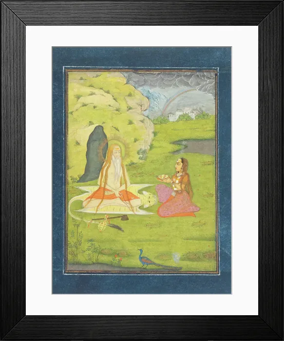Framed Print : An Ascetic Receiving an Offering from a Woman, between c1725 and c1750. Creator: Unknown Framed Print : An Ascetic Receiving an Offering from a Woman, between c1725 and c1750. Creator: Unknown