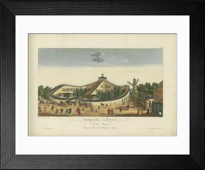 Framed Print : Promenades aériennes, jardin Baujon, honoré de la présence de Sa Majesté le 3 août 1817, 1817-1818. Creator: Courvoisier-Voisin, Henri (1757-1830) Framed Print : Promenades aériennes, jardin Baujon, honoré de la présence de Sa Majesté le 3 août 1817, 1817-1818. Creator: Courvoisier-Voisin, Henri (1757-1830)