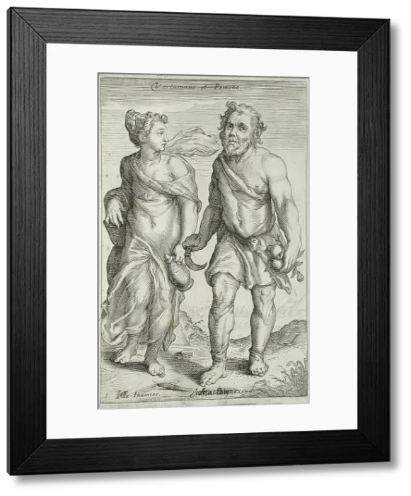 Framed Print : Vertumnus and Pomona, between 1607 and 1610. Creator: Workshop of Jacob Matham Framed Print : Vertumnus and Pomona, between 1607 and 1610. Creator: Workshop of Jacob Matham