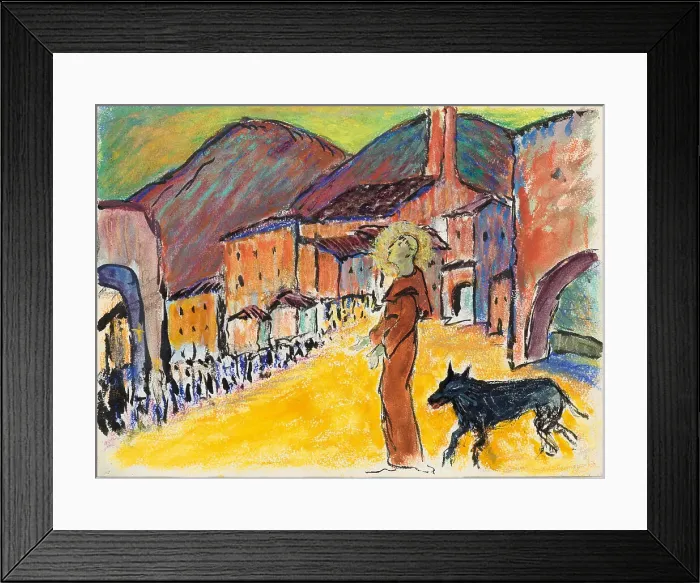Framed Print : Saint Francis and the Wolf. Creator: Werefkin, Marianne, von (1860-1938) Framed Print : Saint Francis and the Wolf. Creator: Werefkin, Marianne, von (1860-1938)