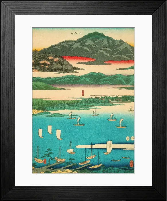 Framed Print : Eight Views of Omi: Miidera, Ishiyama, Seta (image 1 of 3), 1856. Creator: Ando Hiroshige Framed Print : Eight Views of Omi: Miidera, Ishiyama, Seta (image 1 of 3), 1856. Creator: Ando Hiroshige