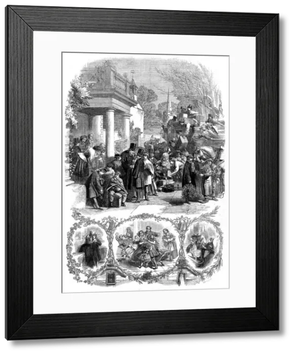 Framed Print : Home for the Christmas holidays - drawn by A. Hunt, 1860. Creator: Murden Framed Print : Home for the Christmas holidays - drawn by A. Hunt, 1860. Creator: Murden