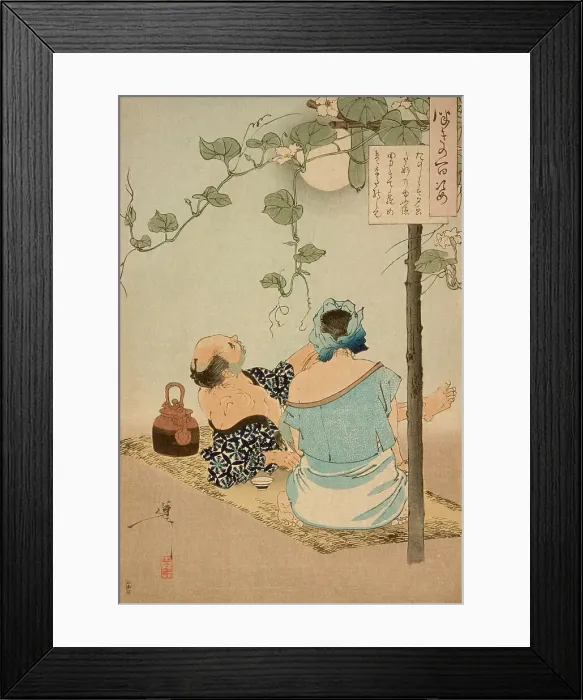 Framed Print : A Couple beneath an Arbor of Flowering Yugao, 1886. Creator: Tsukioka Yoshitoshi Framed Print : A Couple beneath an Arbor of Flowering Yugao, 1886. Creator: Tsukioka Yoshitoshi