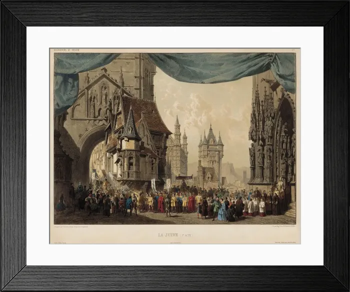 Framed Print : Scene from the premiere of the Opera La Juive by Fromental Halévy on Feb 23, 1835 at... 1858. Creator: Desplechin, Édouard (1802-1871) Framed Print : Scene from the premiere of the Opera La Juive by Fromental Halévy on Feb 23, 1835 at... 1858. Creator: Desplechin, Édouard (1802-1871)