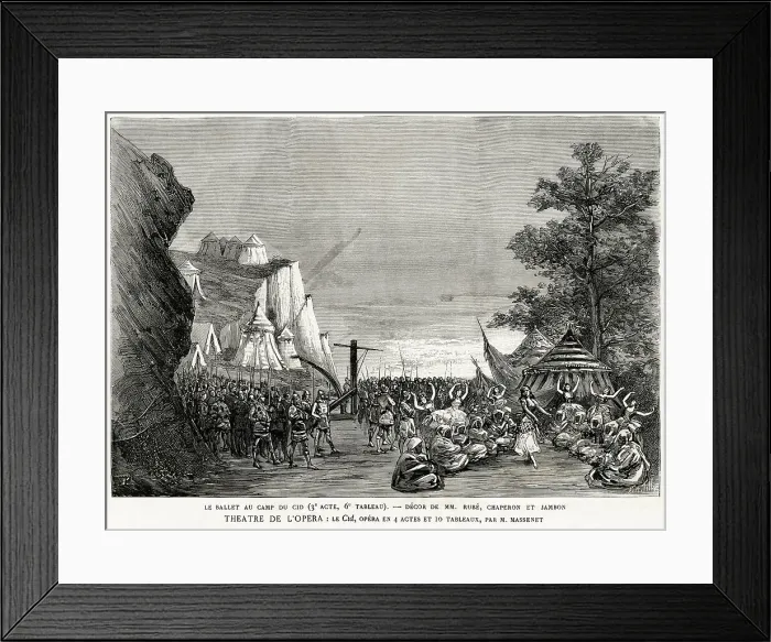 Framed Print : Scene from the premiere of the Opera Le Cid by Jules Massenet on December 5, 1885, 1885. Creator: Tilly, Auguste (1840-1898) Framed Print : Scene from the premiere of the Opera Le Cid by Jules Massenet on December 5, 1885, 1885. Creator: Tilly, Auguste (1840-1898)