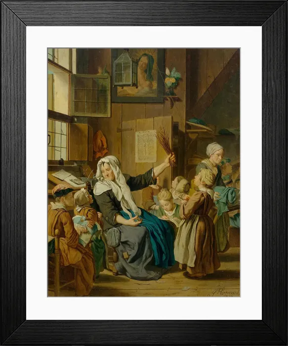 Framed Print : School class with teacher, 1733. Creator: Horemans, Jan Josef, the Younger (1714-1790) Framed Print : School class with teacher, 1733. Creator: Horemans, Jan Josef, the Younger (1714-1790)