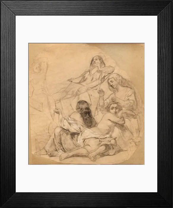 Framed Print : Self-portrait in a hammock surrounded by a group of women, ca 1844-1850. Creator: Courbet, Gustave (1819-1877) Framed Print : Self-portrait in a hammock surrounded by a group of women, ca 1844-1850. Creator: Courbet, Gustave (1819-1877)