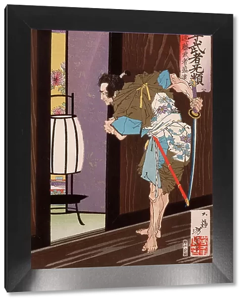 Endo Musha Morito Approaching Kesa's Bedroom, Published in 1883. Creator: Tsukioka Yoshitoshi