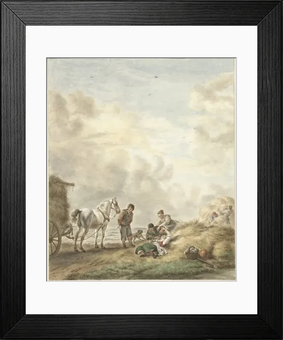 Framed Print : Harvest scene, 1795. Creator: Abraham Delfos Framed Print : Harvest scene, 1795. Creator: Abraham Delfos