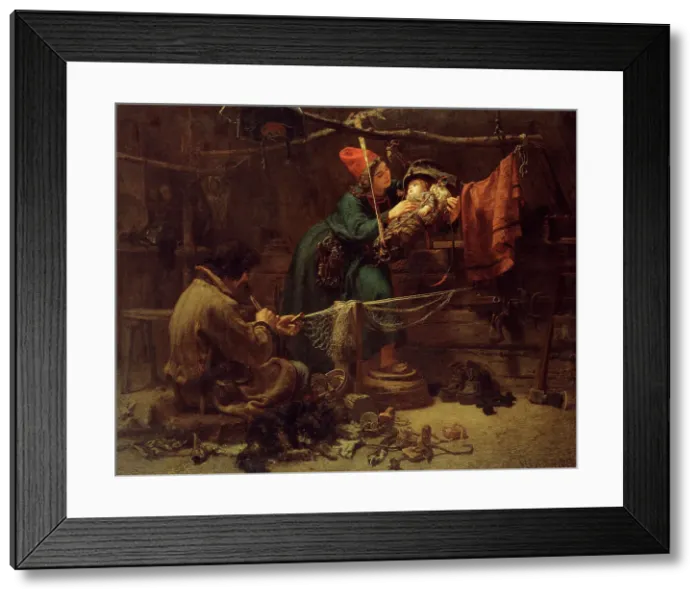 Framed Print : Inside a fisherman's cottage in Lapland, 1857. Creator: Johan Fredrik Hockert Framed Print : Inside a fisherman's cottage in Lapland, 1857. Creator: Johan Fredrik Hockert