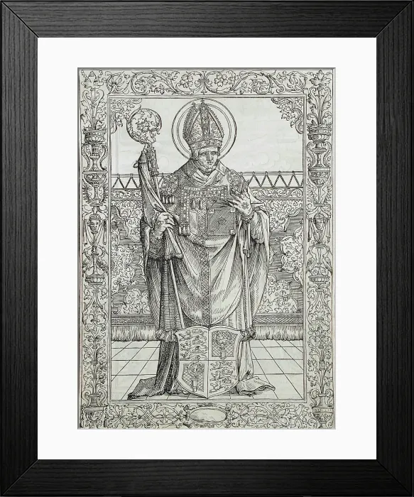 Framed Print : Saint Willibald (recto); Christ on the Cross (verso), Printed 1517. Creator: Unknown Framed Print : Saint Willibald (recto); Christ on the Cross (verso), Printed 1517. Creator: Unknown