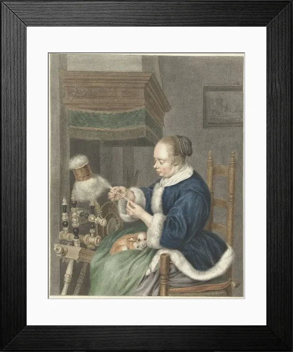 Framed Print : The Spinster, 1741-1820. Creator: Abraham Delfos Framed Print : The Spinster, 1741-1820. Creator: Abraham Delfos
