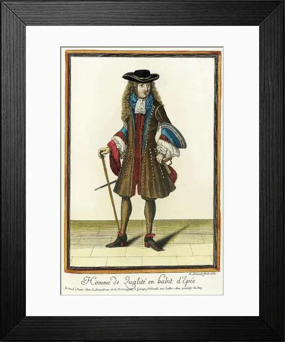 Framed Print : Recueil des modes de la cour de France, Homme de Qualité en Habit d'Epée, 1687. Creator: Nicolas Arnoult Framed Print : Recueil des modes de la cour de France, Homme de Qualité en Habit d'Epée, 1687. Creator: Nicolas Arnoult
