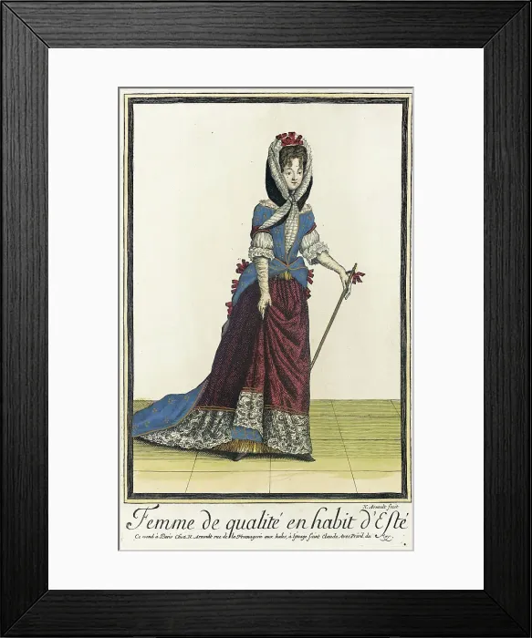 Framed Print : Recueil des modes de la cour de France, Femme de Qualité en Habit d'Esté, between c1682 and c1688. Creator: Nicolas Arnoult Framed Print : Recueil des modes de la cour de France, Femme de Qualité en Habit d'Esté, between c1682 and c1688. Creator: Nicolas Arnoult