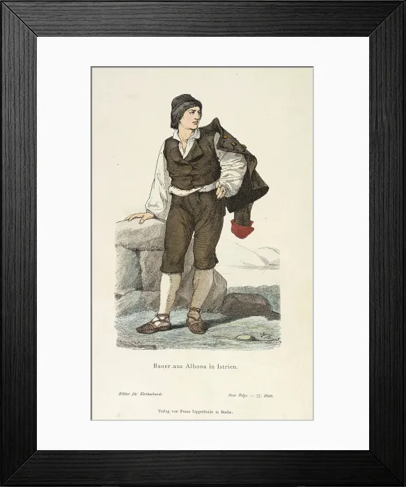Framed Print : Costume Plate (Bauer aus Albona in Istrien), 19th century. Creator: Unknown Framed Print : Costume Plate (Bauer aus Albona in Istrien), 19th century. Creator: Unknown