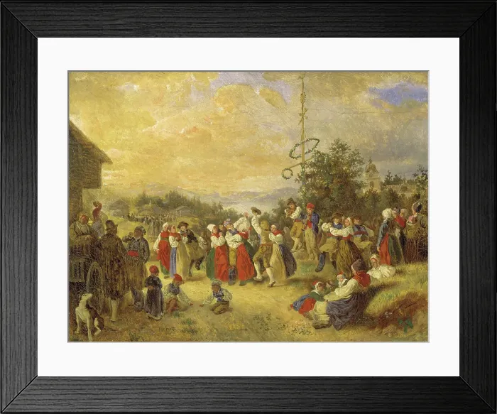 Framed Print : Midsummer Dance at Rättvik, 1852. Creator: Kilian Christoffer Zoll Framed Print : Midsummer Dance at Rättvik, 1852. Creator: Kilian Christoffer Zoll