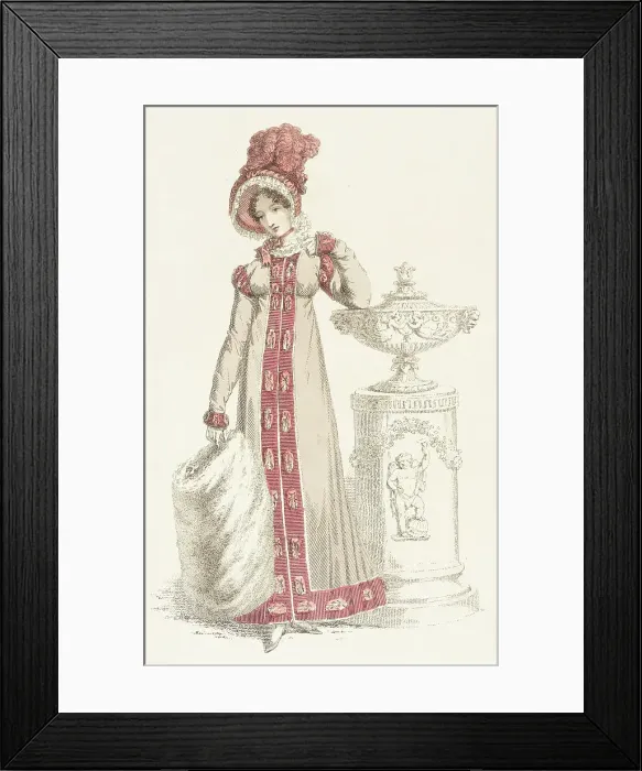 Framed Print : Fashion Plate (Walking Dress), 1819. Creator: Rudolph Ackermann Framed Print : Fashion Plate (Walking Dress), 1819. Creator: Rudolph Ackermann