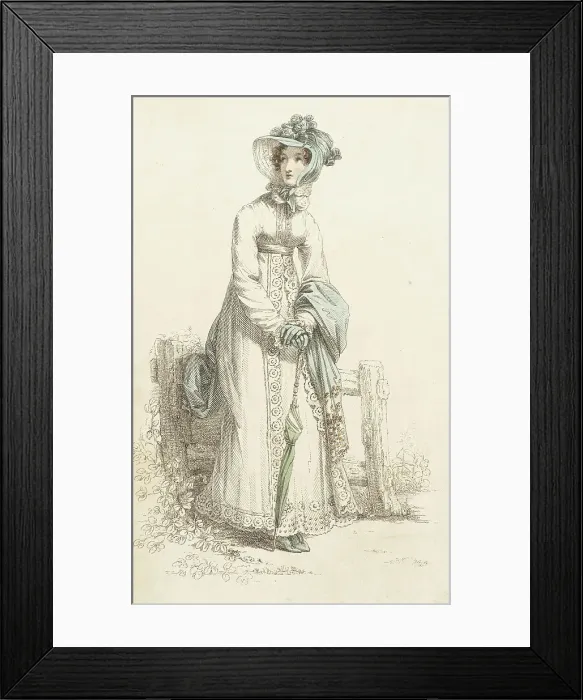 Framed Print : Fashion Plate (Walking Dress), 1820. Creator: Rudolph Ackermann Framed Print : Fashion Plate (Walking Dress), 1820. Creator: Rudolph Ackermann