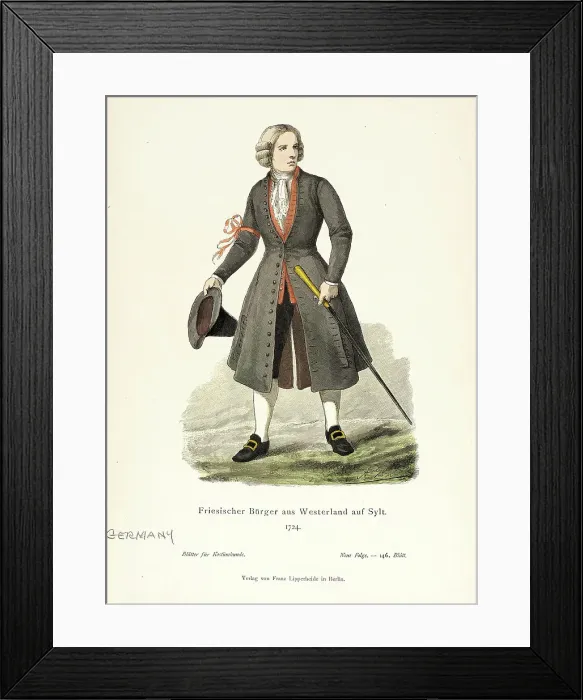 Framed Print : Costume Plate (Friesischer Bürger aus Westerland auf Sylt), 19th century. Creator: Unknown Framed Print : Costume Plate (Friesischer Bürger aus Westerland auf Sylt), 19th century. Creator: Unknown