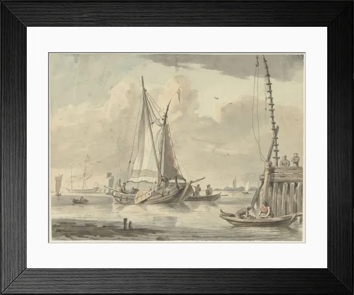 Framed Print : Sailing ships on the river near Dordrecht, 1720-1792. Creator: Aert Schouman Framed Print : Sailing ships on the river near Dordrecht, 1720-1792. Creator: Aert Schouman