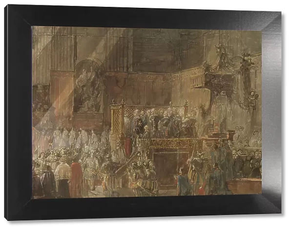 Gustavus III Attending Christmas Mass in 1783, in St Peter's, Rome. Creator: Louis Jean Desprez