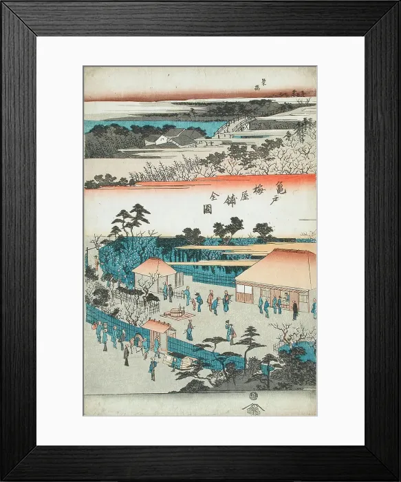 Framed Print : Panoramic View of the Plum Viewing Pavilions of Kameido (image 3 of 3), c1832-34. Creator: Ando Hiroshige Framed Print : Panoramic View of the Plum Viewing Pavilions of Kameido (image 3 of 3), c1832-34. Creator: Ando Hiroshige