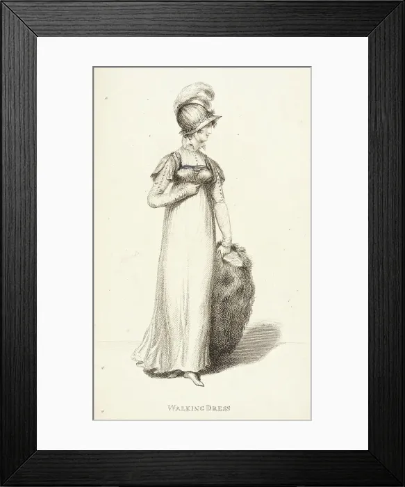 Framed Print : Fashion Plate (Walking Dress), between circa 1803 and circa 1804. Creator: Unknown Framed Print : Fashion Plate (Walking Dress), between circa 1803 and circa 1804. Creator: Unknown