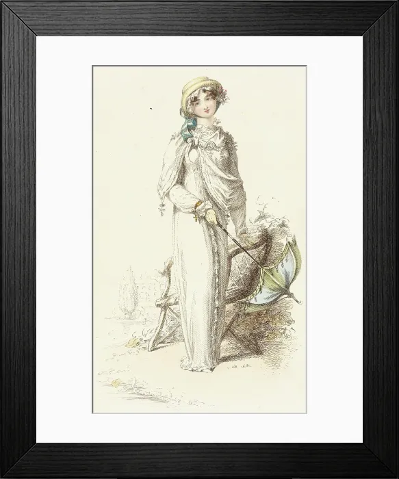 Framed Print : Fashion Plate (Promenade Dress), 1812. Creator: Unknown Framed Print : Fashion Plate (Promenade Dress), 1812. Creator: Unknown