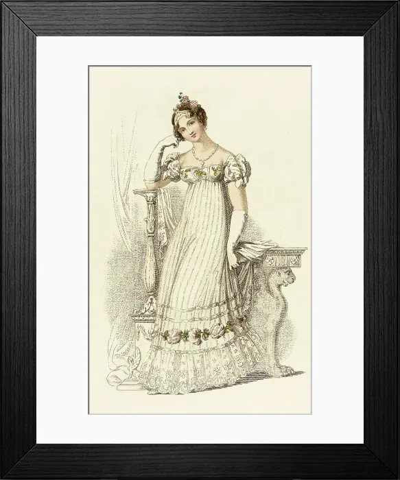 Framed Print : Fashion Plate (Bridal Dress), 1816. Creator: Unknown Framed Print : Fashion Plate (Bridal Dress), 1816. Creator: Unknown