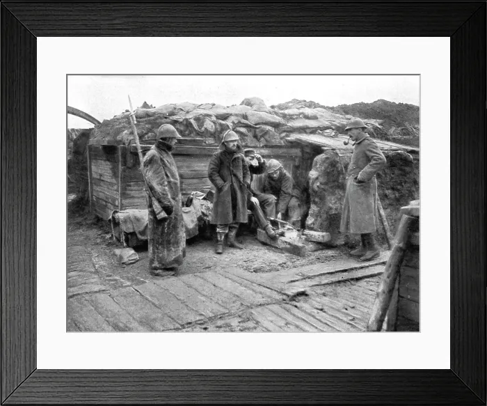 Framed Print : La gauche du front allie; Un poste avance des lignes belges, 1917. Creator: Unknown