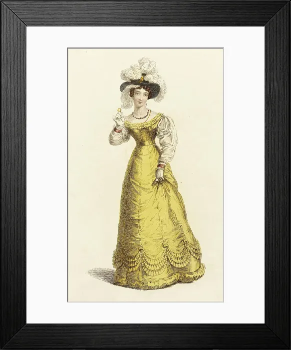 Framed Print : Fashion Plate (Dinner Dress), 1825. Creator: Unknown Framed Print : Fashion Plate (Dinner Dress), 1825. Creator: Unknown