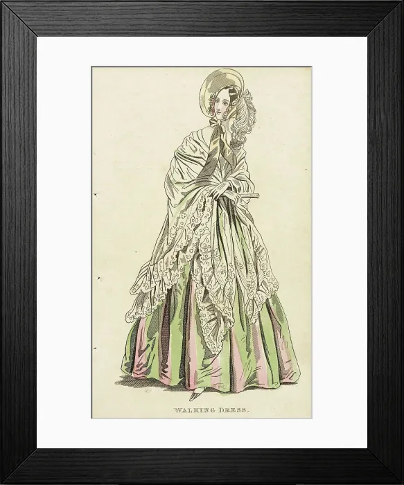 Framed Print : Fashion Plate (Walking Dress), c1838. Creator: Unknown Framed Print : Fashion Plate (Walking Dress), c1838. Creator: Unknown
