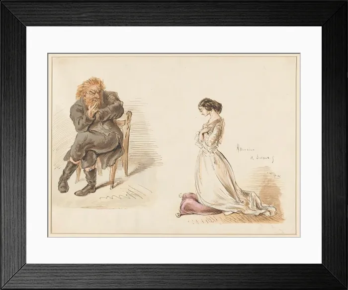 Framed Print : Figure studies of a man and a young girl, 1832-1897. Creator: Alexander Ver Huell Framed Print : Figure studies of a man and a young girl, 1832-1897. Creator: Alexander Ver Huell