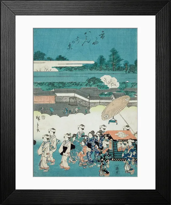 Framed Print : The Daimyo's Ladies Procession at Eastern Capitol: Hachimangu Shrine and Chaki-Inari Shrine, 1845. Creator: Ando Hiroshige Framed Print : The Daimyo's Ladies Procession at Eastern Capitol: Hachimangu Shrine and Chaki-Inari Shrine, 1845. Creator: Ando Hiroshige