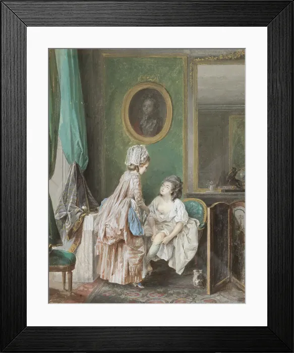 Framed Print : Lady Pulling on her Stockings. Creator: Nicolas Lavreince Framed Print : Lady Pulling on her Stockings. Creator: Nicolas Lavreince