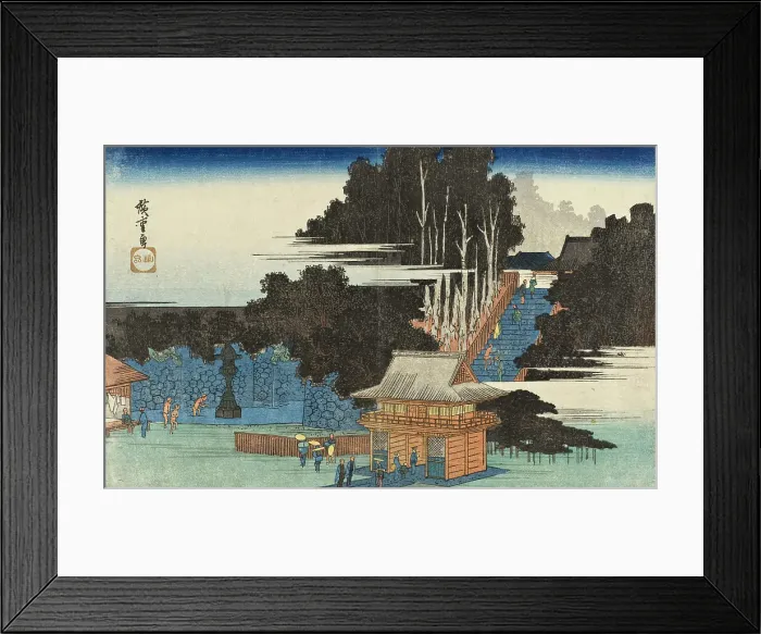 Framed Print : Pilgrims at the Fudo Shrine, Meguro, between circa 1833 and circa 1843. Creator: Ando Hiroshige Framed Print : Pilgrims at the Fudo Shrine, Meguro, between circa 1833 and circa 1843. Creator: Ando Hiroshige