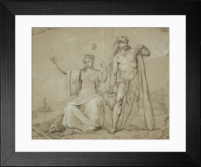 Framed Print : Hercules and Seated Woman, 19th century. Creator: Unknown Framed Print : Hercules and Seated Woman, 19th century. Creator: Unknown