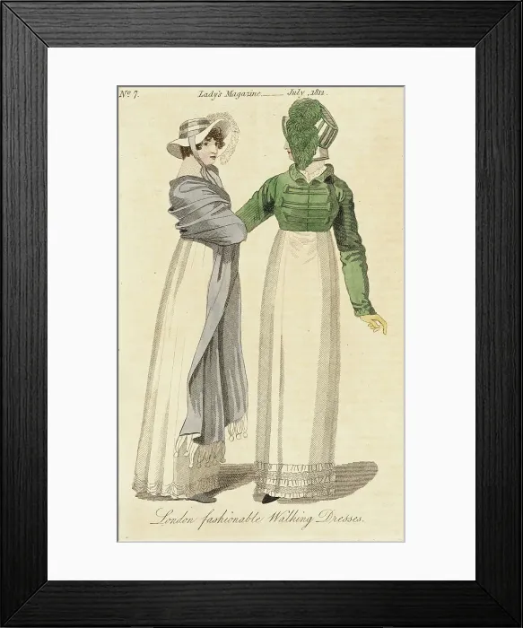 Framed Print : Fashion Plate (London Fashionable Walking Dresses), 1812. Creator: Unknown Framed Print : Fashion Plate (London Fashionable Walking Dresses), 1812. Creator: Unknown