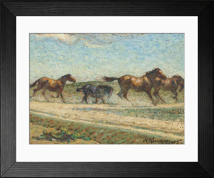 Framed Print : Horses at Large, 1905. Creator: Nils Kreuger Framed Print : Horses at Large, 1905. Creator: Nils Kreuger
