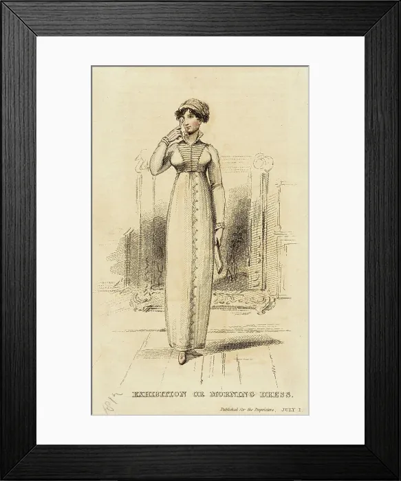 Framed Print : Fashion Plate (Exhibition or Morning Dress), 1812. Creator: Unknown Framed Print : Fashion Plate (Exhibition or Morning Dress), 1812. Creator: Unknown