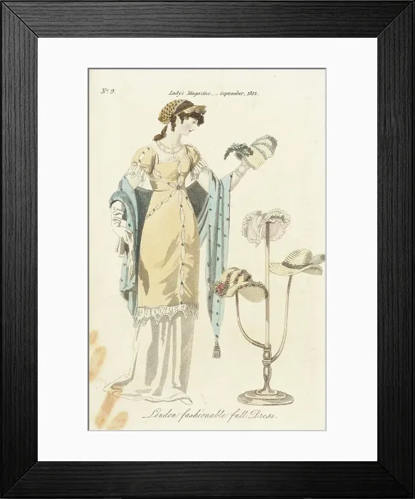 Framed Print : Fashion Plate (London Fashionable Full Dress), 1812. Creator: Unknown Framed Print : Fashion Plate (London Fashionable Full Dress), 1812. Creator: Unknown