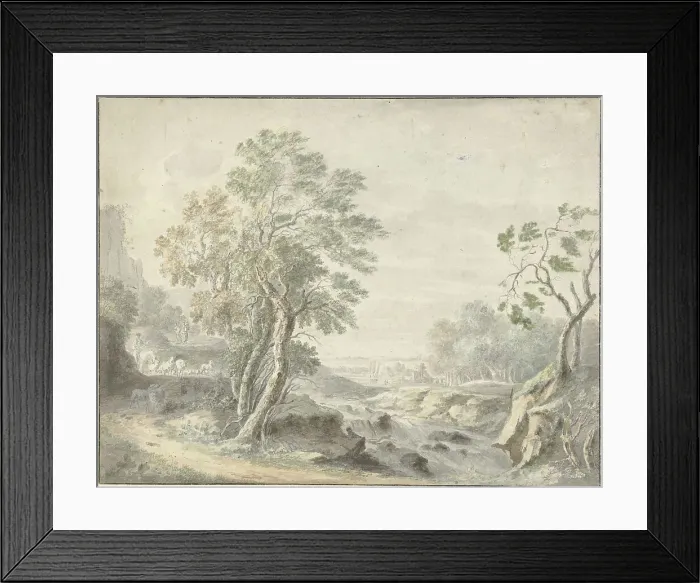 Framed Print : Italian landscape, 1700-1800. Creator: Anon Framed Print : Italian landscape, 1700-1800. Creator: Anon
