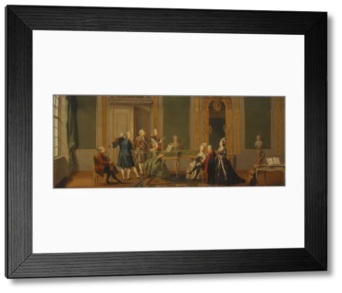 Framed Print : Gustavian Style Interior with a Musical Party, 1779. Creator: Per Hillestrom Framed Print : Gustavian Style Interior with a Musical Party, 1779. Creator: Per Hillestrom