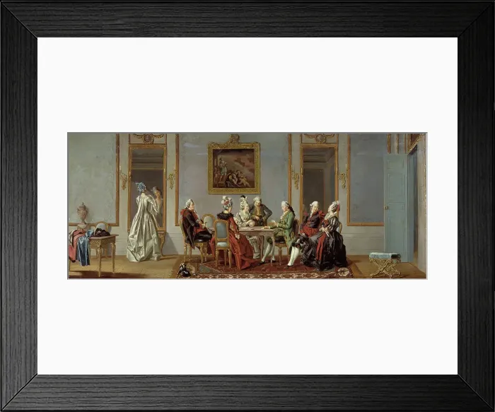 Framed Print : Gustavian Style Interior with Cardplayers, 1779. Creator: Per Hillestrom Framed Print : Gustavian Style Interior with Cardplayers, 1779. Creator: Per Hillestrom